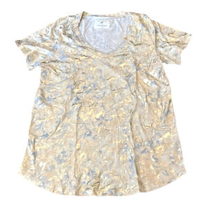 Anthropologie Sol Angeles Womens S Foiled Floral Tee T Shirt Top Short Sleeve